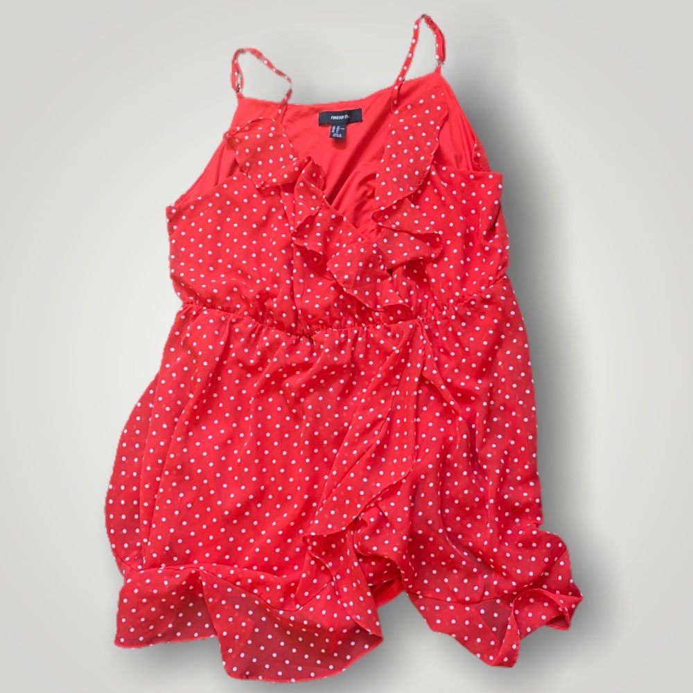 RED POLKADOT RUFFLE FOREVER 21 PLUS SIZE DRESS